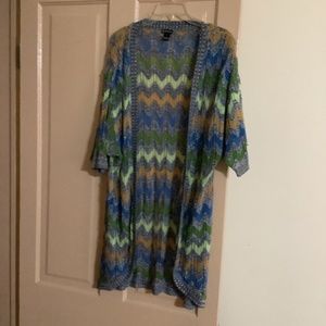 Ladies size L multi color sweater with 3/4 sleeves